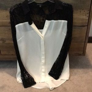 White and black laced blouse